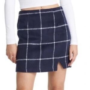 Potter's Pot Navy Checkered plaid Mini Skirt with slit medium